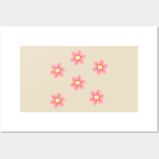 Pink Flowers Pixel Art Posters and Art